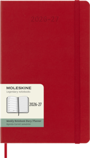 Moleskine Wochenkalender-Notizbuch L / A5 Scharlachrot Juli-Dezember 2026 / 2027