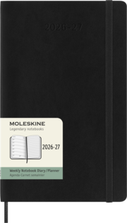 Moleskine Wochen-Notizkalender L / A5 Schwarz Juli-Dezember 2026 / 2027
